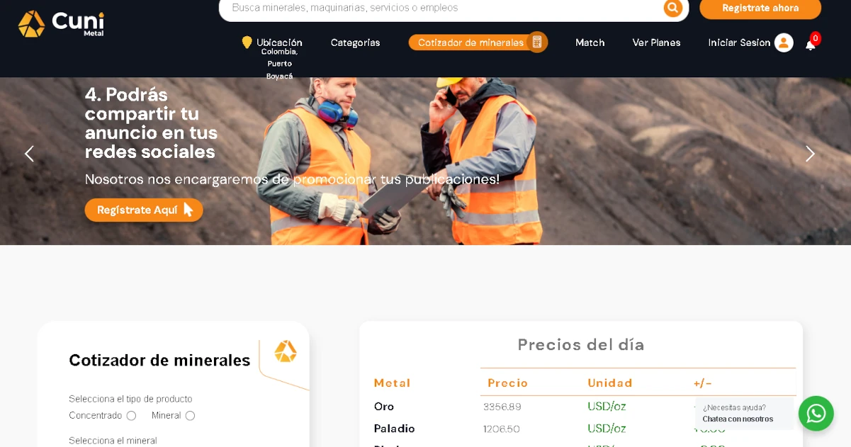 Cuni Metal ha logrado consolidar los pequeños productores de minerales en Latinoamérica